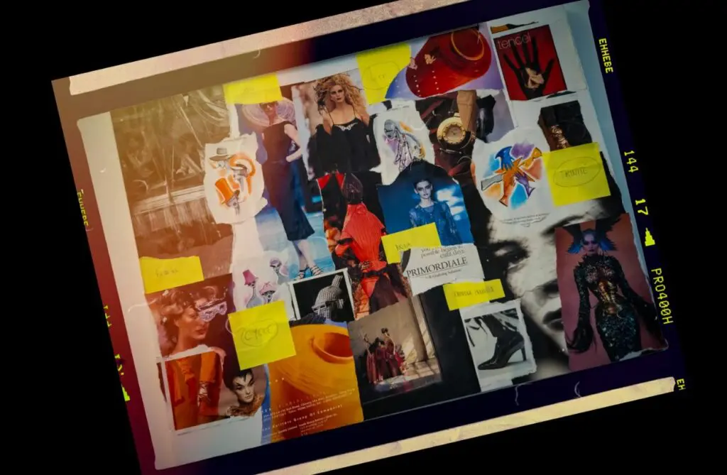 planche contact d'un moodboard au format papier